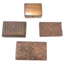 Selection of carved Indian design wooden boxes