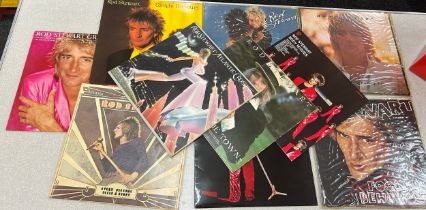 Selection of Rod Stewart LP's within red carrycase