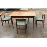 Teak mid century extending table and four chairs