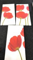 Set of three poppy scene canvases measures approximately 43 inches tall 21 inches wide