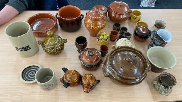 Selection of stoneware pottery to include jars, dripping pots, utentils holder , jugs etc