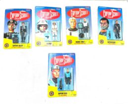Captain Scarlet figures in original packaging to include Captain Black x 2, Captain Blue, Harmony,
