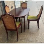 Mahogany table and four chairs with bergere chairs