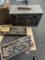 Vintage wooden multi tool chest and accessories