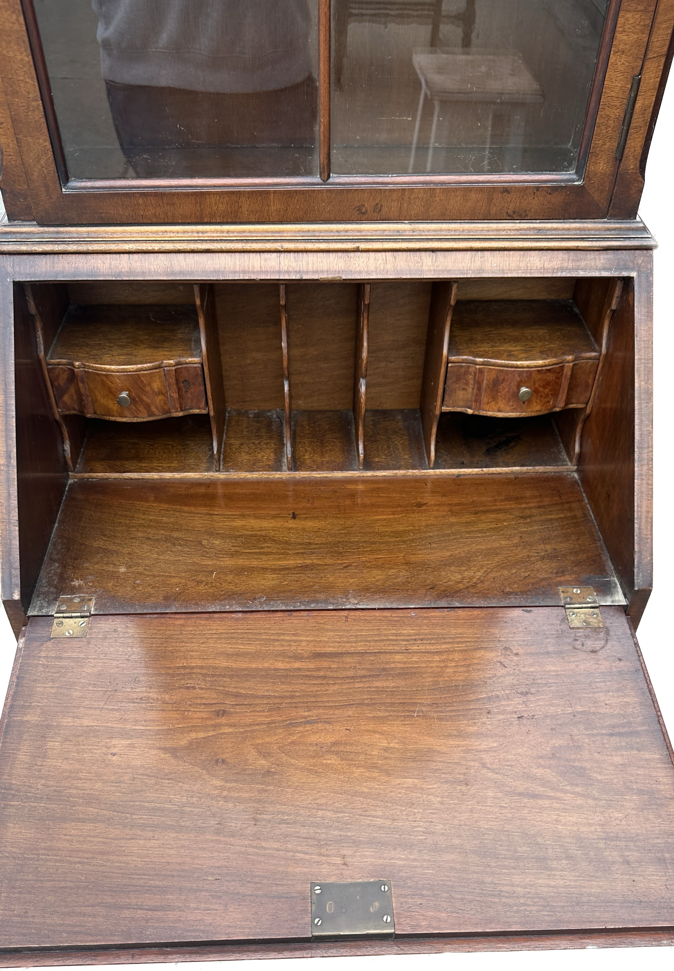 Antique walnut bureau bookcase measures approx 71 inches tall, 25 wide and 18 deep - Image 3 of 3