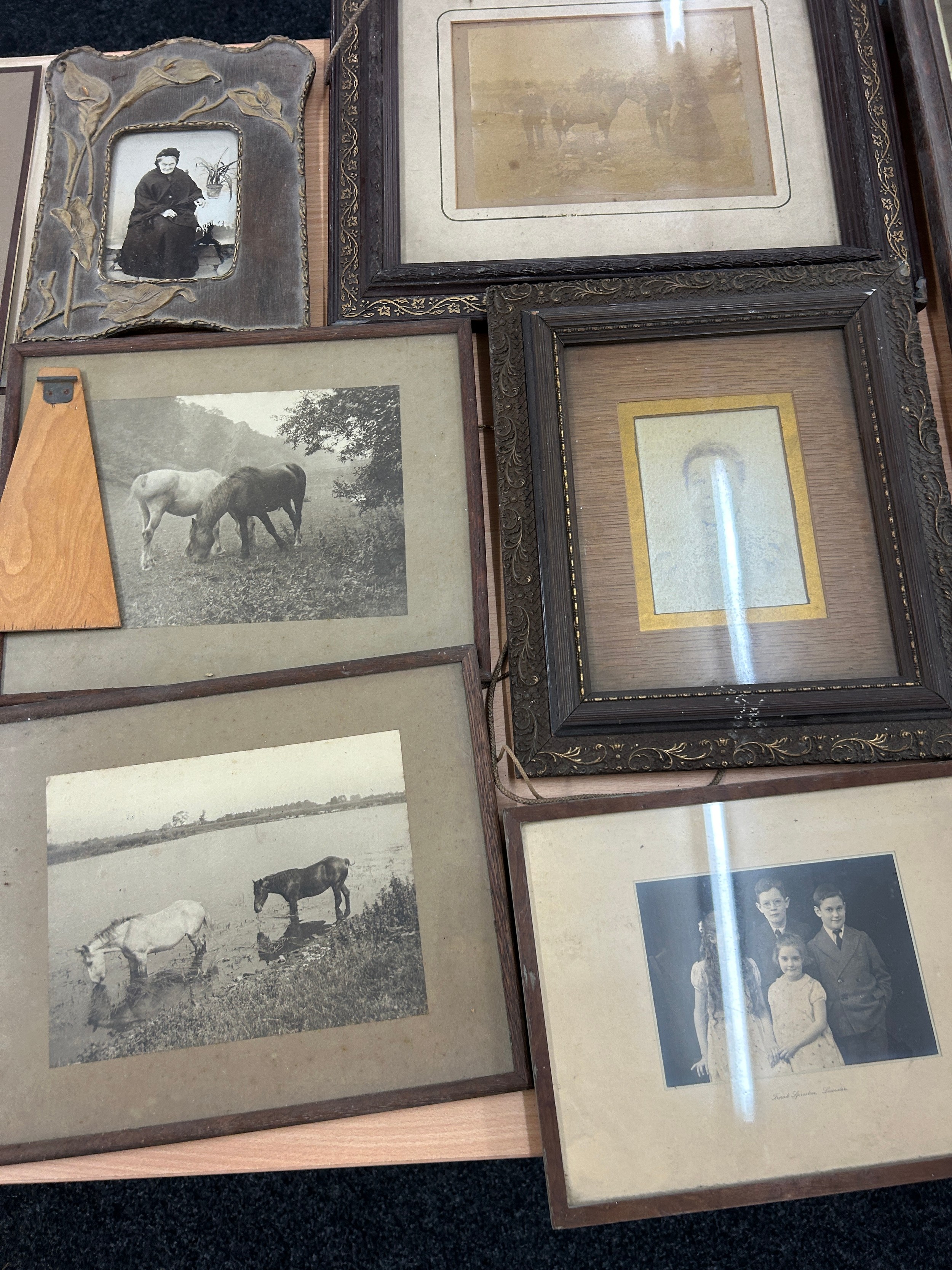 Large selection of framed antique photos largest measures approximately 16 inches by 16 inches - Image 9 of 10