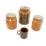 Selection of Hornsea Flour, Coffee and Sugar Jars together with a single mug