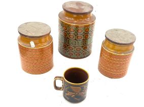 Selection of Hornsea Flour, Coffee and Sugar Jars together with a single mug