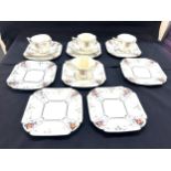 Antique Shelley Peaches and Grapes Queen Anne Demitasse coffee cup, saucers, sandwich plates