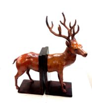 Large leather Reindeer bookends 6 inches by 21 inches