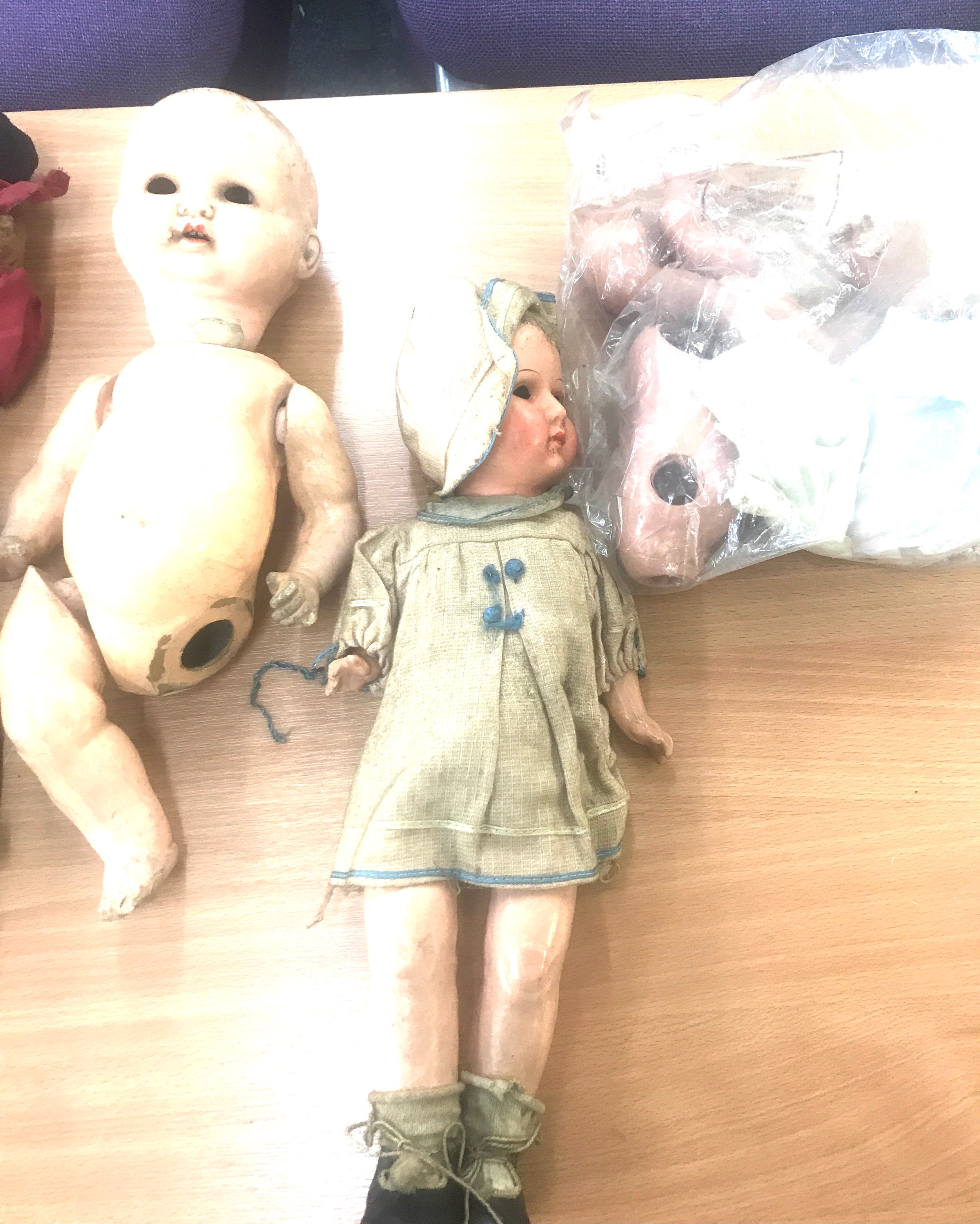 Selection of assorted vintage and later pot dolls includes German armand marseille etc - Image 2 of 5