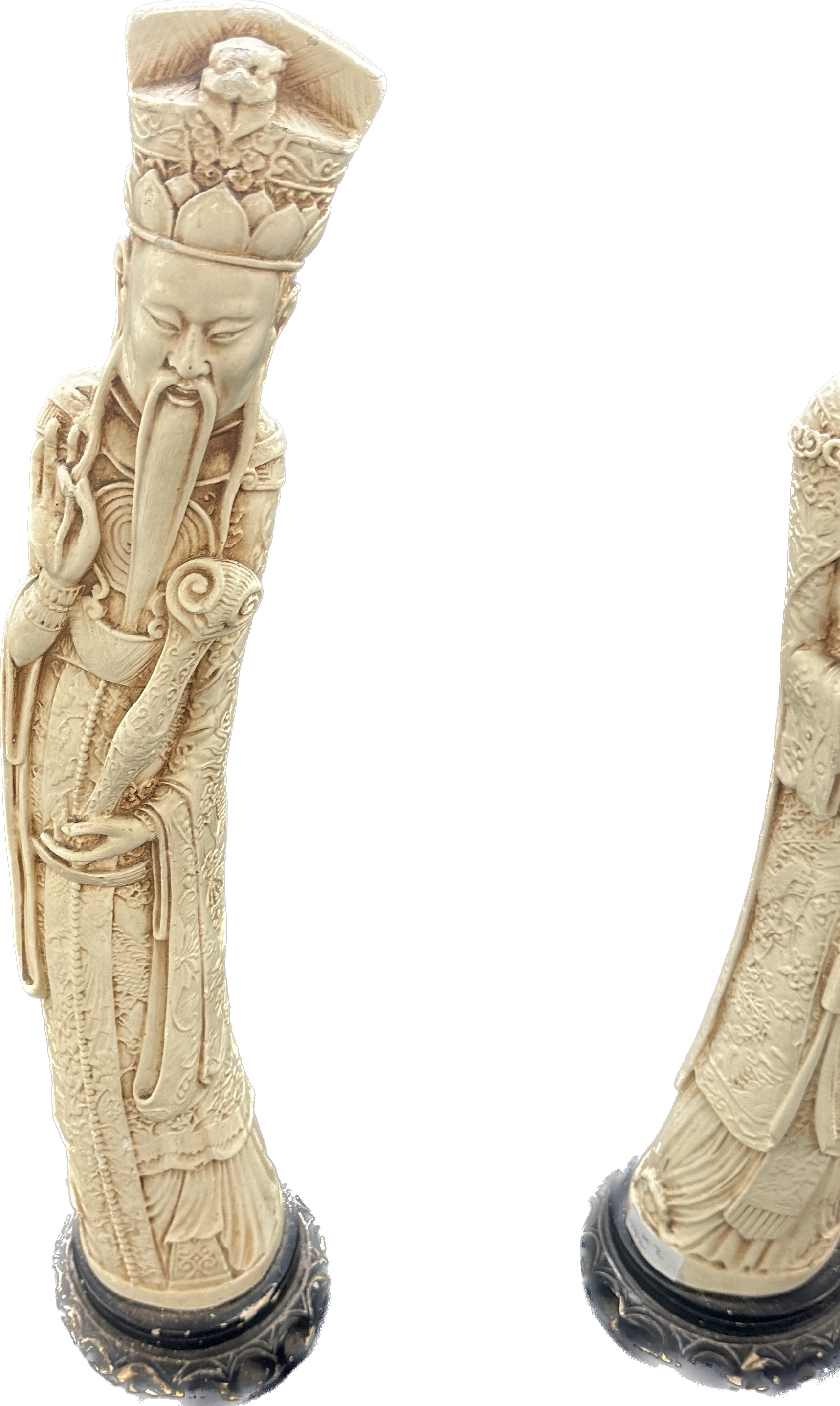 Pair of oriental chinese figures a/f height 24 inches tall - Image 3 of 4