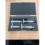 Cased Mitutoyo inside micrometers 145-189, in new condition to include additional micormeter size