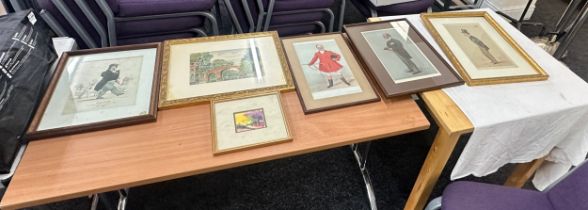 Selection of 6 framed prints, largest measures H20 inches by 14 inches