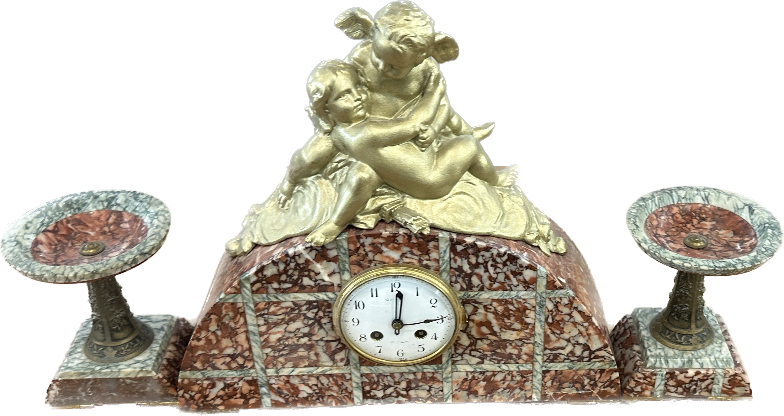 Vintage French Onyx Clock garniture - Image 2 of 3
