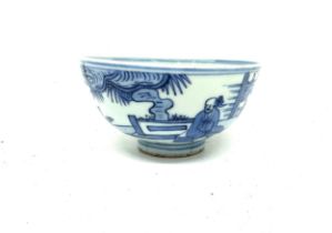 Chinese oreintal blue and white bowl, marks to base, height 3 inches 5 inches diameter