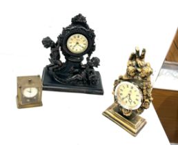 Selection of three mantle clocks, battery operated