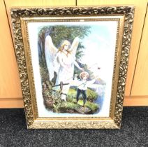 Framed Religious print, frame measures 25 inches tall by 20.5 inches wide