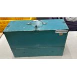 Metal vintage tool box, measures approximately 16 x 24 x 8.5 inches