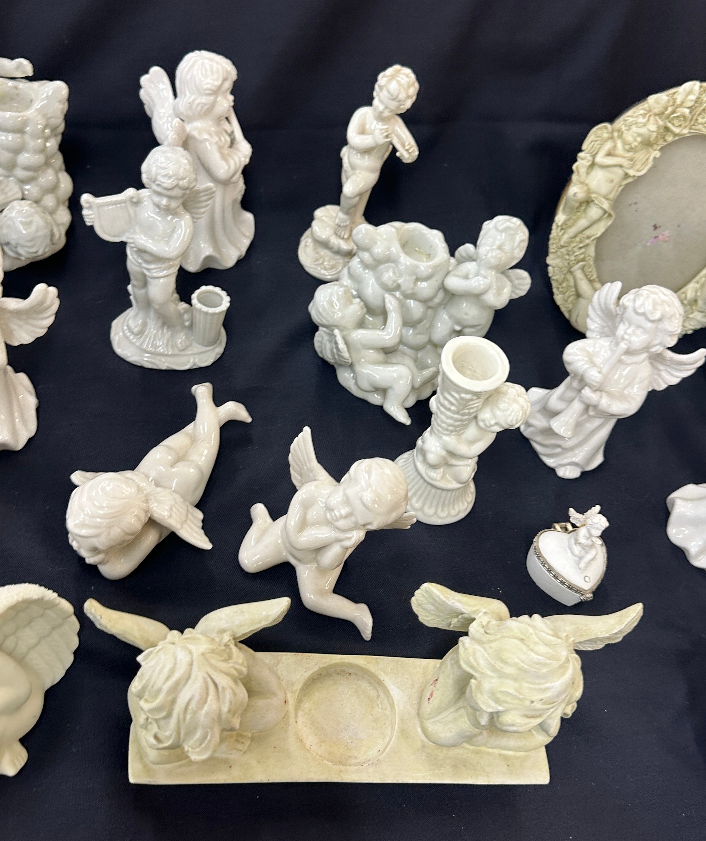 Large selection of Cherub figures includes candle sticks, photo framed etc - Image 4 of 5