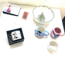Spode Disney Christmas tree design bowl, Minnie Mouse mugs photo frames etc