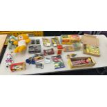 Selection of vintage and later toys to include Corgi race car, Japanese tin tank, Pelham puppet etc