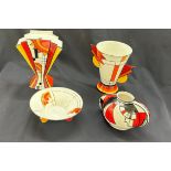 Four pieces of Brian Wood porcelain items to include a vase, bowl etc