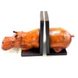 Large leather Hippo bookends 8 inches by 21 inches