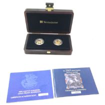 Westminster cased set of 2004, 2005 gold proof sovereign both with COA