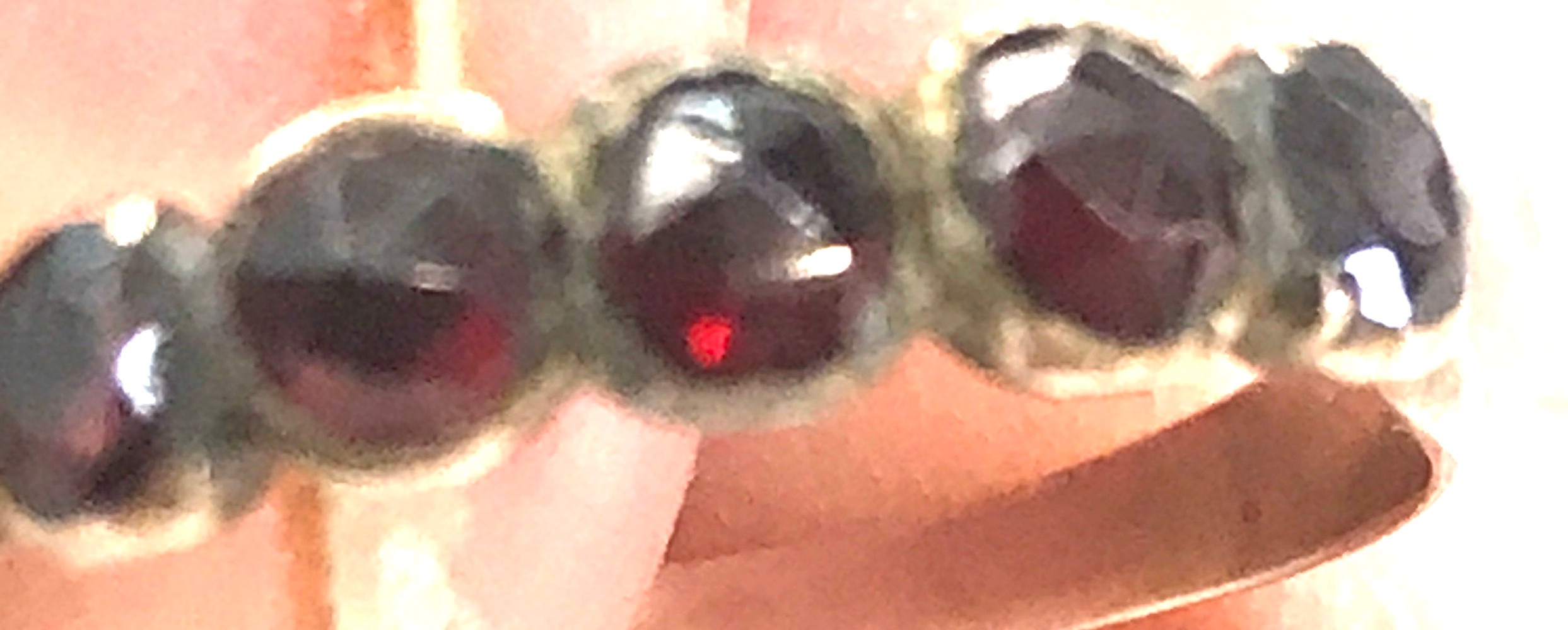 Unmarked Georgian antique rose gold and garnet ring, UK size N+, weight approximately 1.5g - Image 3 of 3