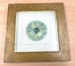 Framed possibly Jade zodiac sign, frame measures approximately 22 inches by 22 inches