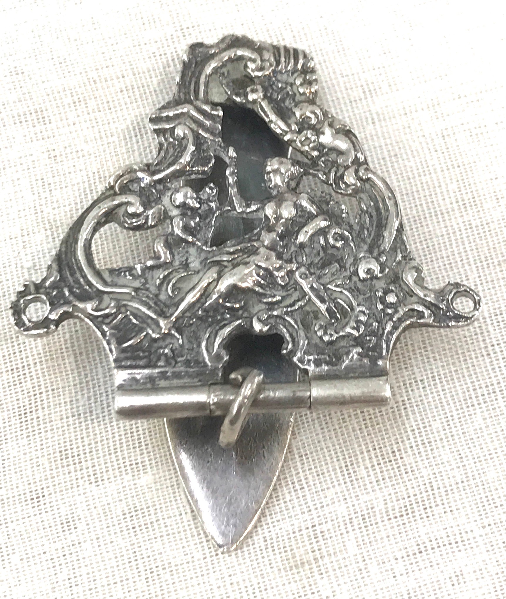 2 sterling silver antique chatelaine clips, 1 with english hallmark and one with continental mark, - Image 3 of 4