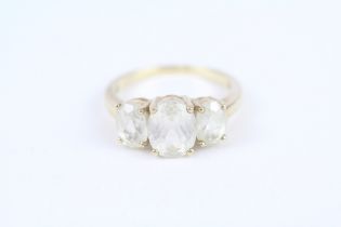 9ct gold white spodumene three stone ring