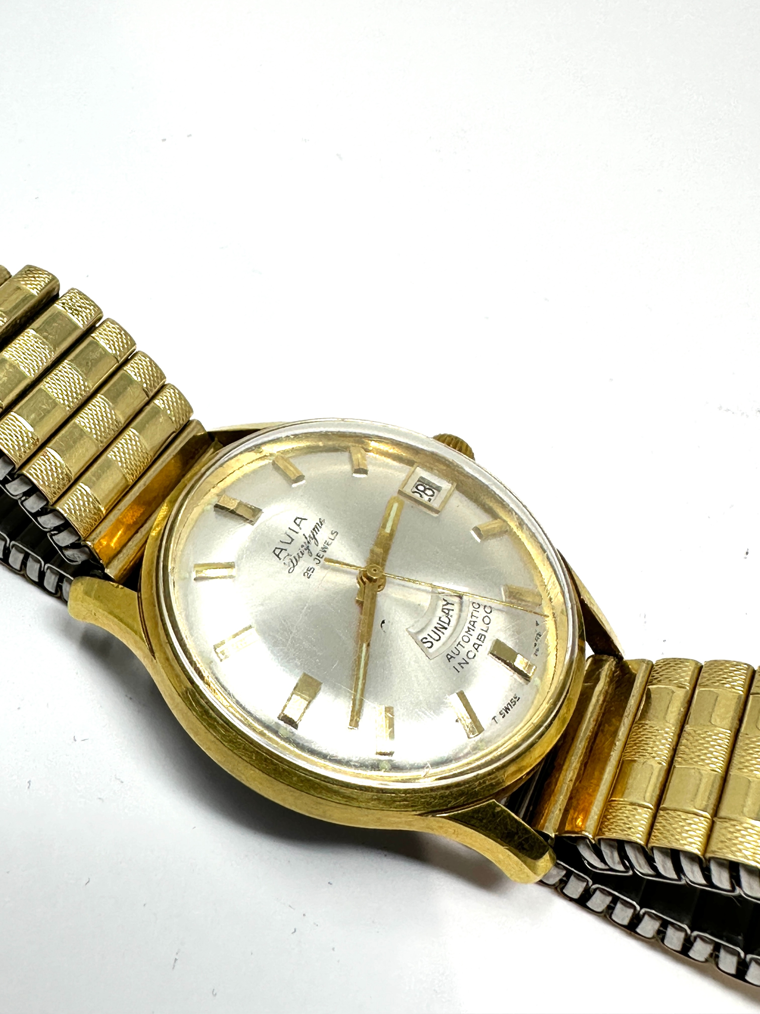 Vintage Avia Daytyme Automatic Day & Date Swiss Watch 25 Jewels the watch is ticking - Image 3 of 4