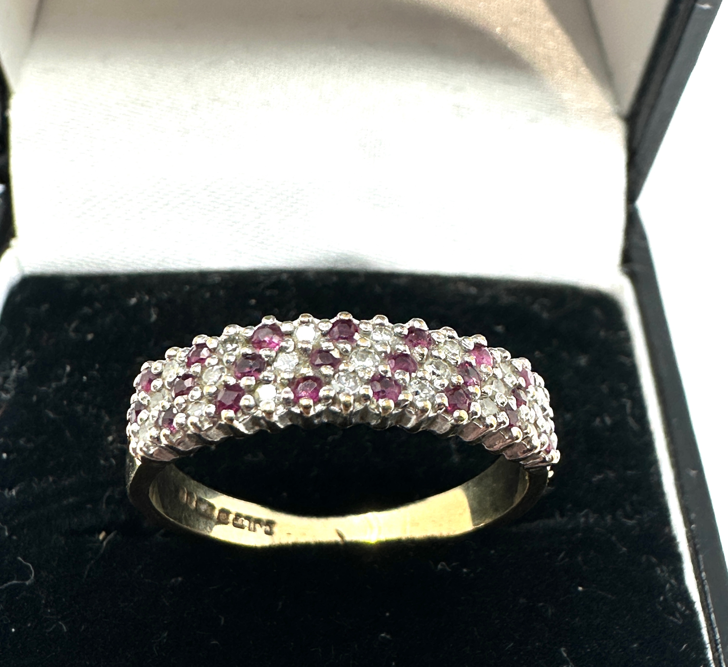 9ct gold Amethyst & diamond ring weight 2.5g