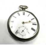 Antique silver open face pocket watch waltham mass movement the watch is ticking