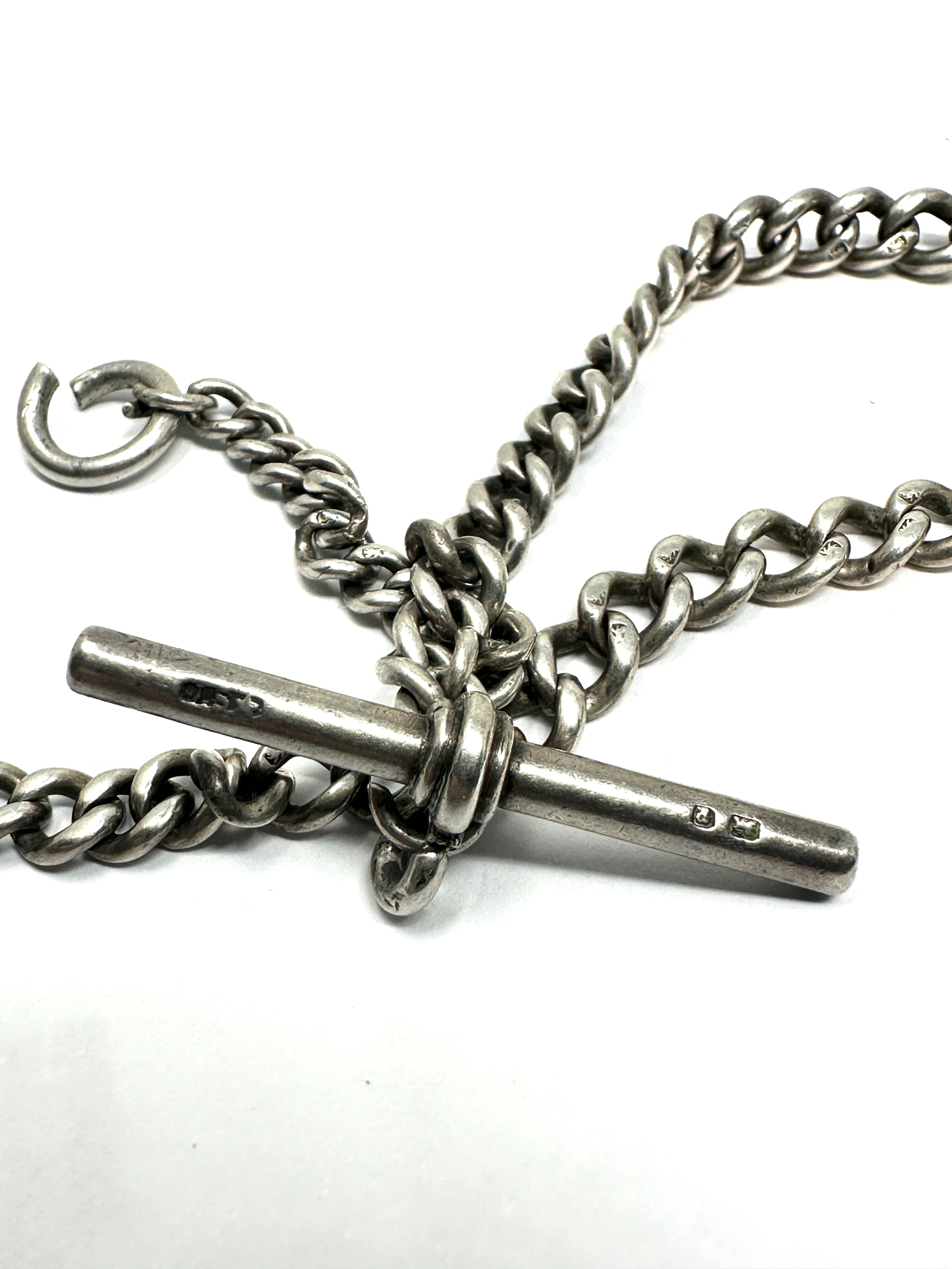 Antique silver albert watch chain weight approx 22g no clip - Image 2 of 2