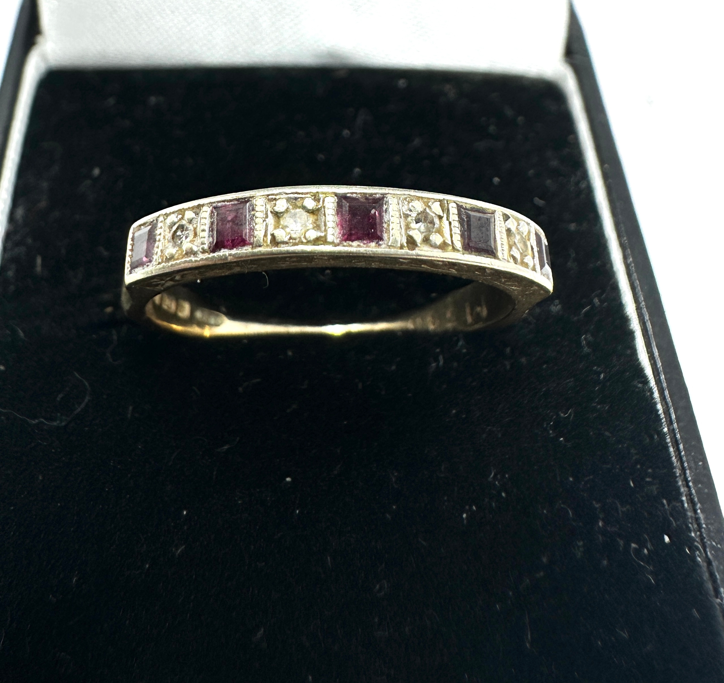 9ct gold amethyst & diamond ring weight 2.5g