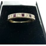 9ct gold amethyst & diamond ring weight 2.5g