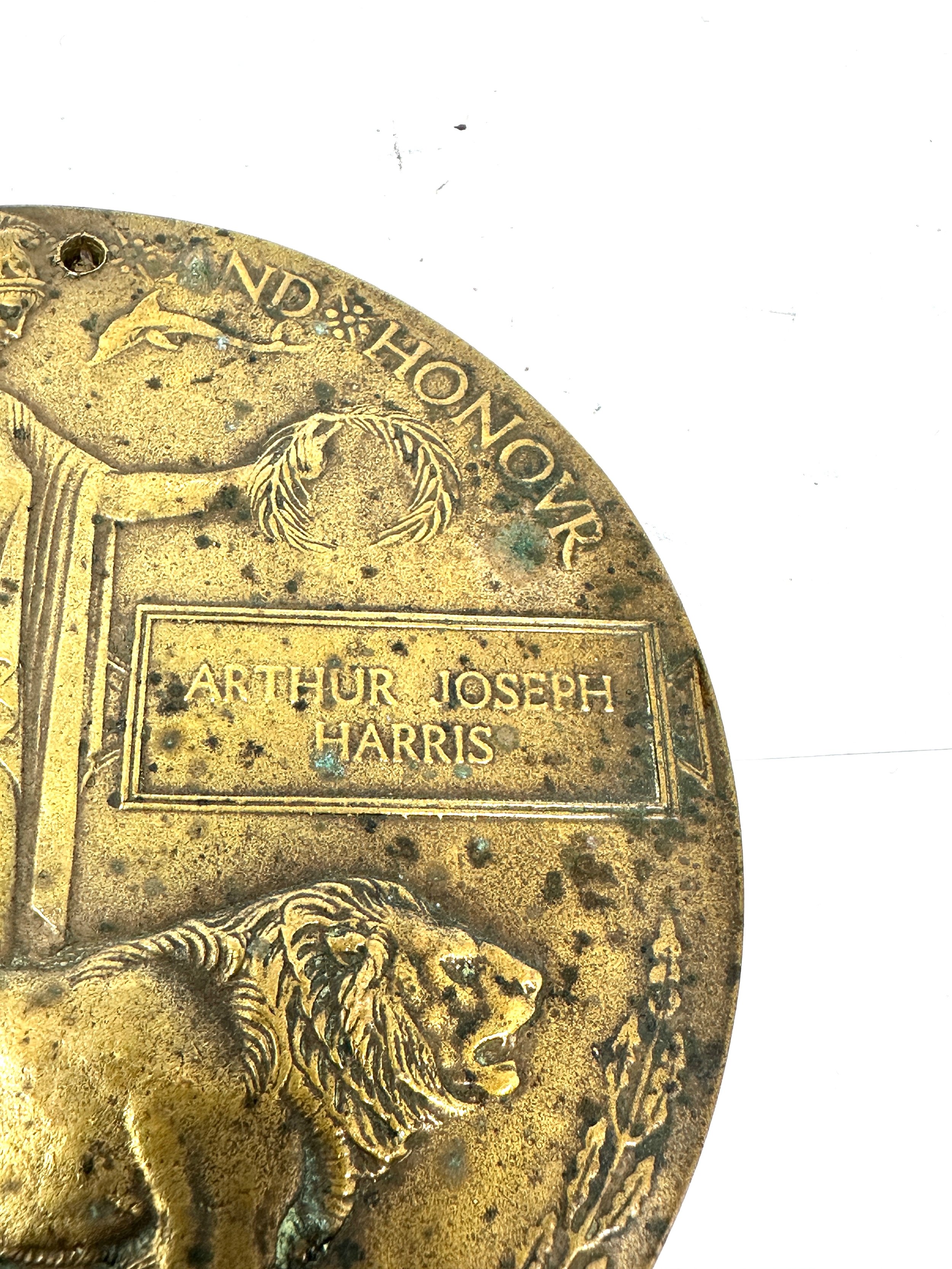 w1 medal pair & death plaque to 1850 pte a.j.harris r.war.r - Image 4 of 4