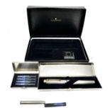 Boxed imperial silver Sheaffer 14ct gold nib fountain pen complete with refills all original boxed