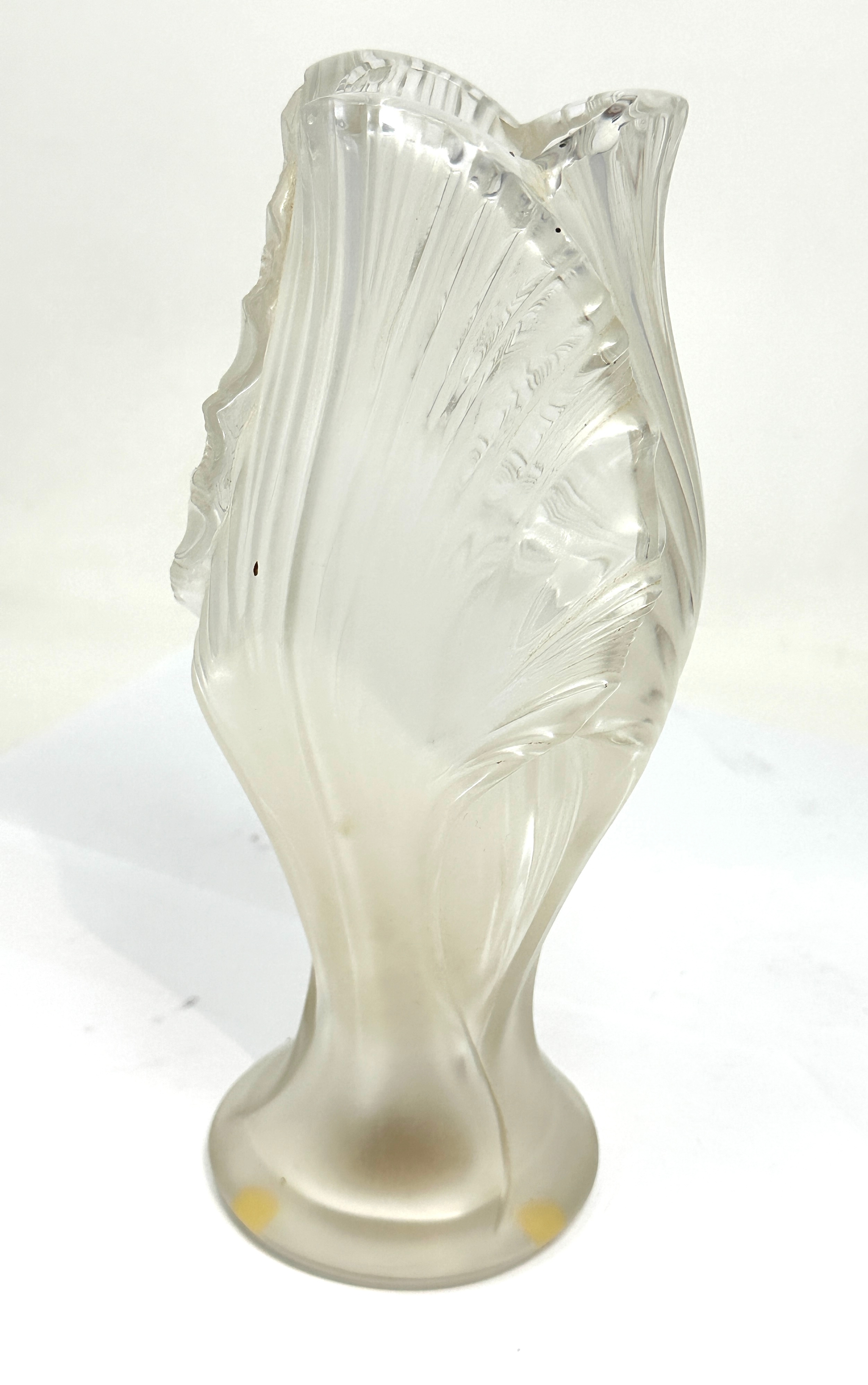 Lalique France Crystal Iris Vase measures approx height approx 23cm