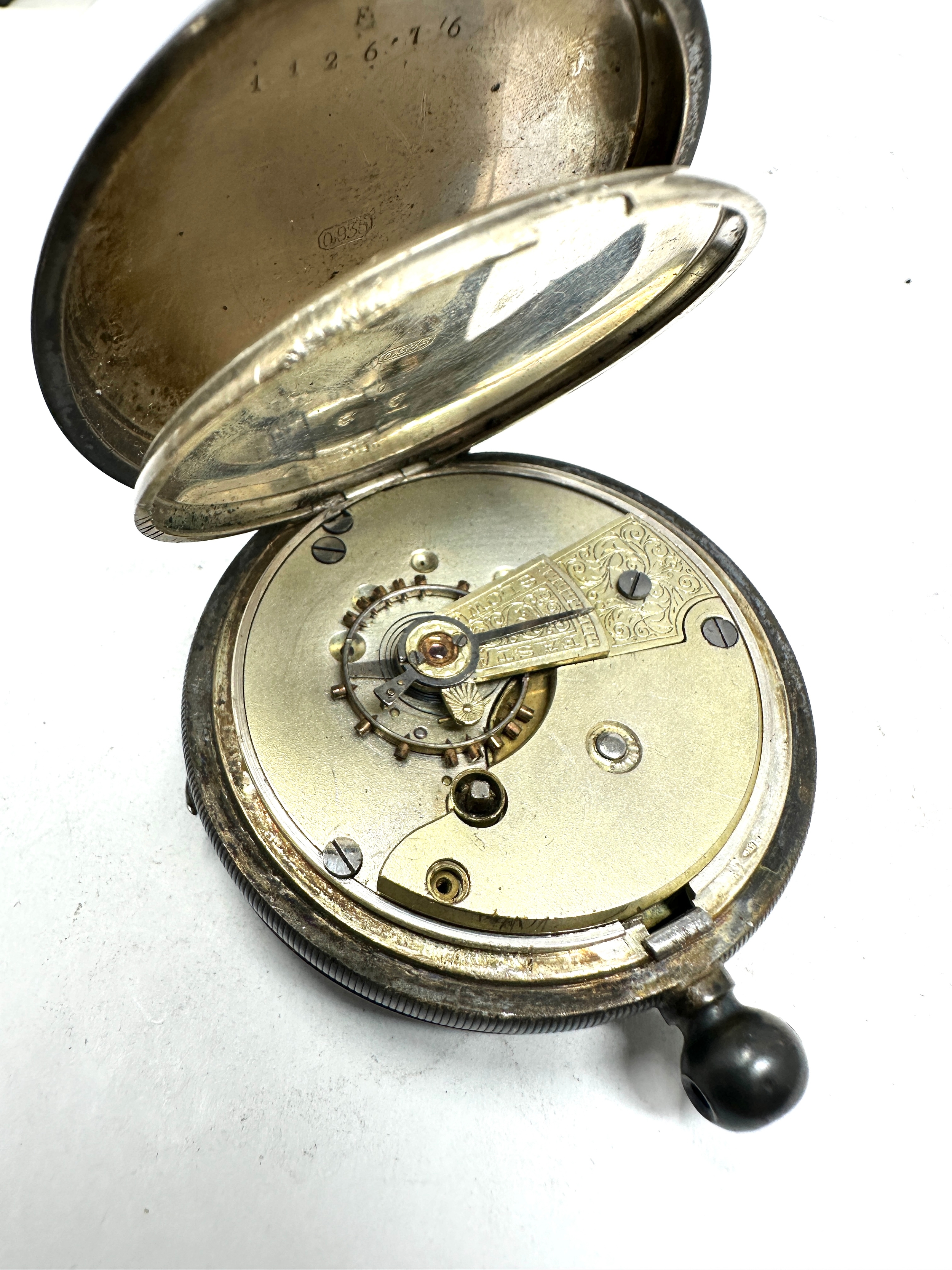 Antique silver open face pocket watch the watch is ticking missing loop and second hand - Image 3 of 3