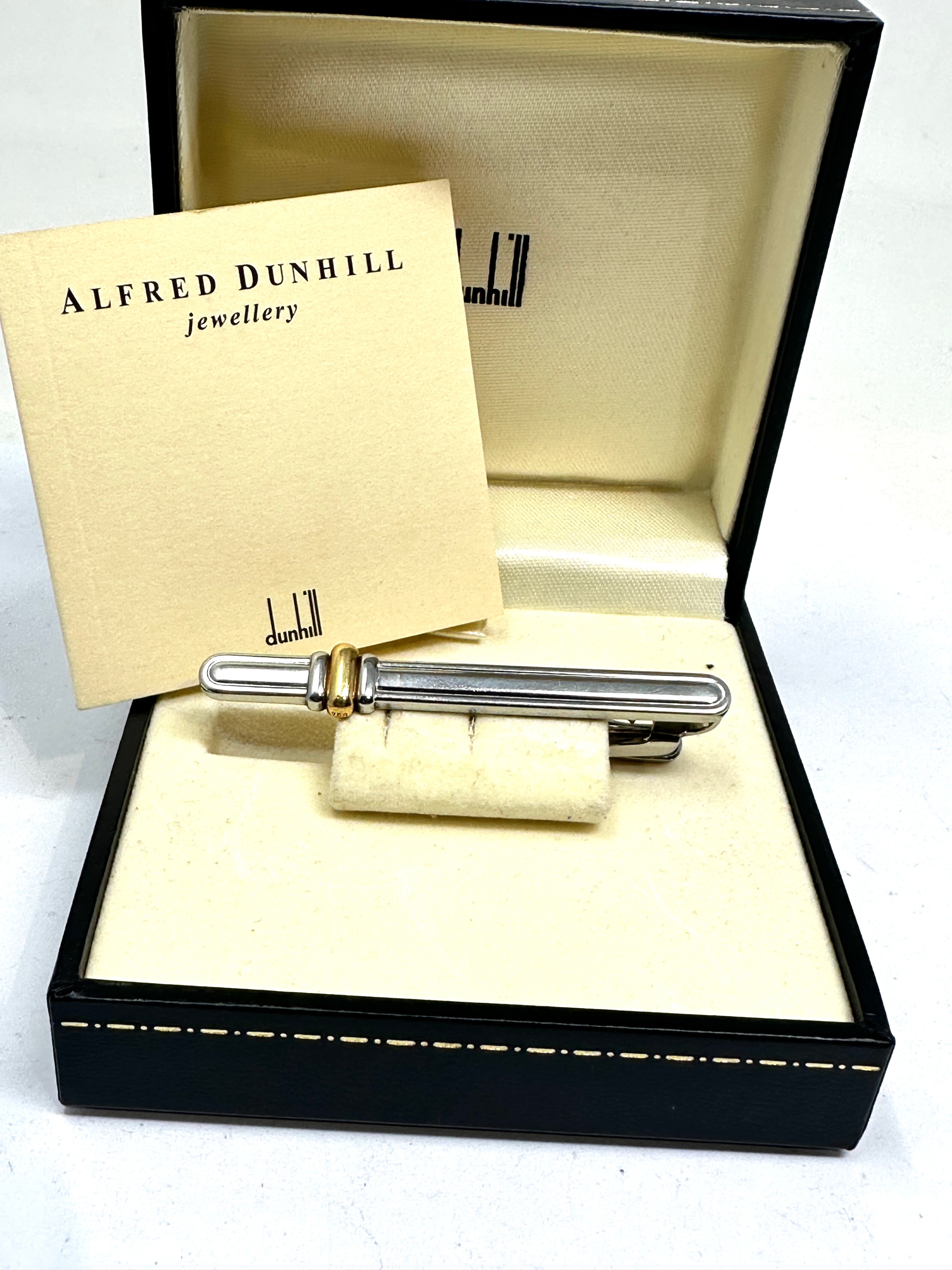 Boxed Dunhill tie clip set with solid 18ct gold detail - Image 2 of 7