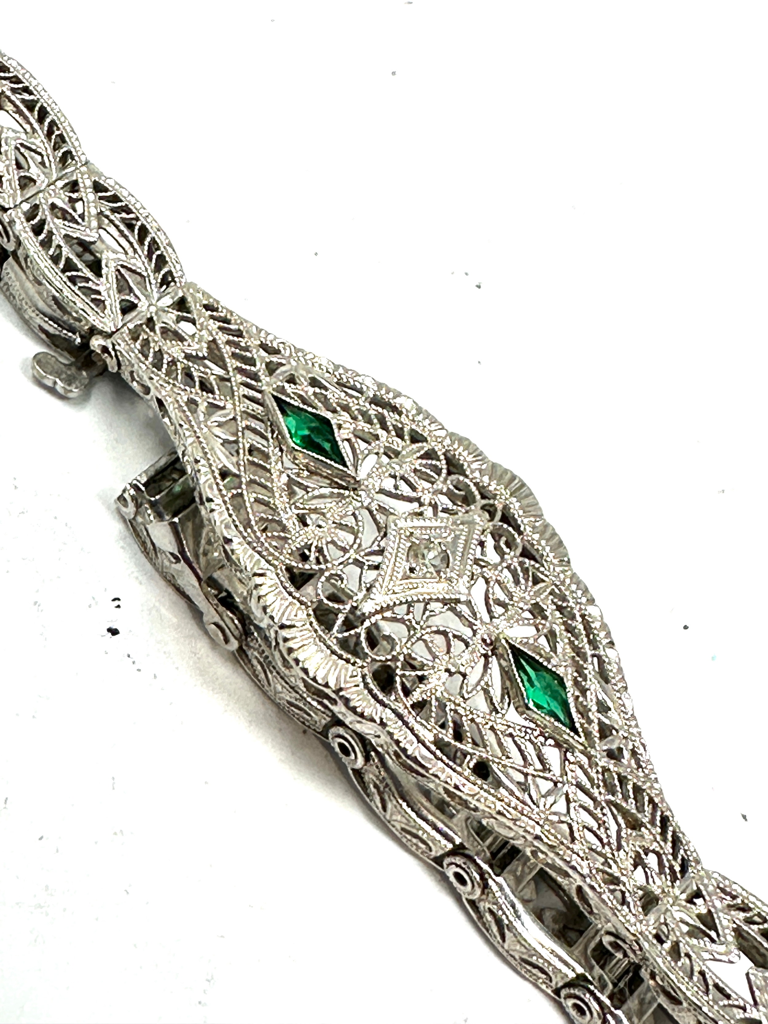 10ct white gold diamond & diopside bracelet weight 7.1g - Image 3 of 4