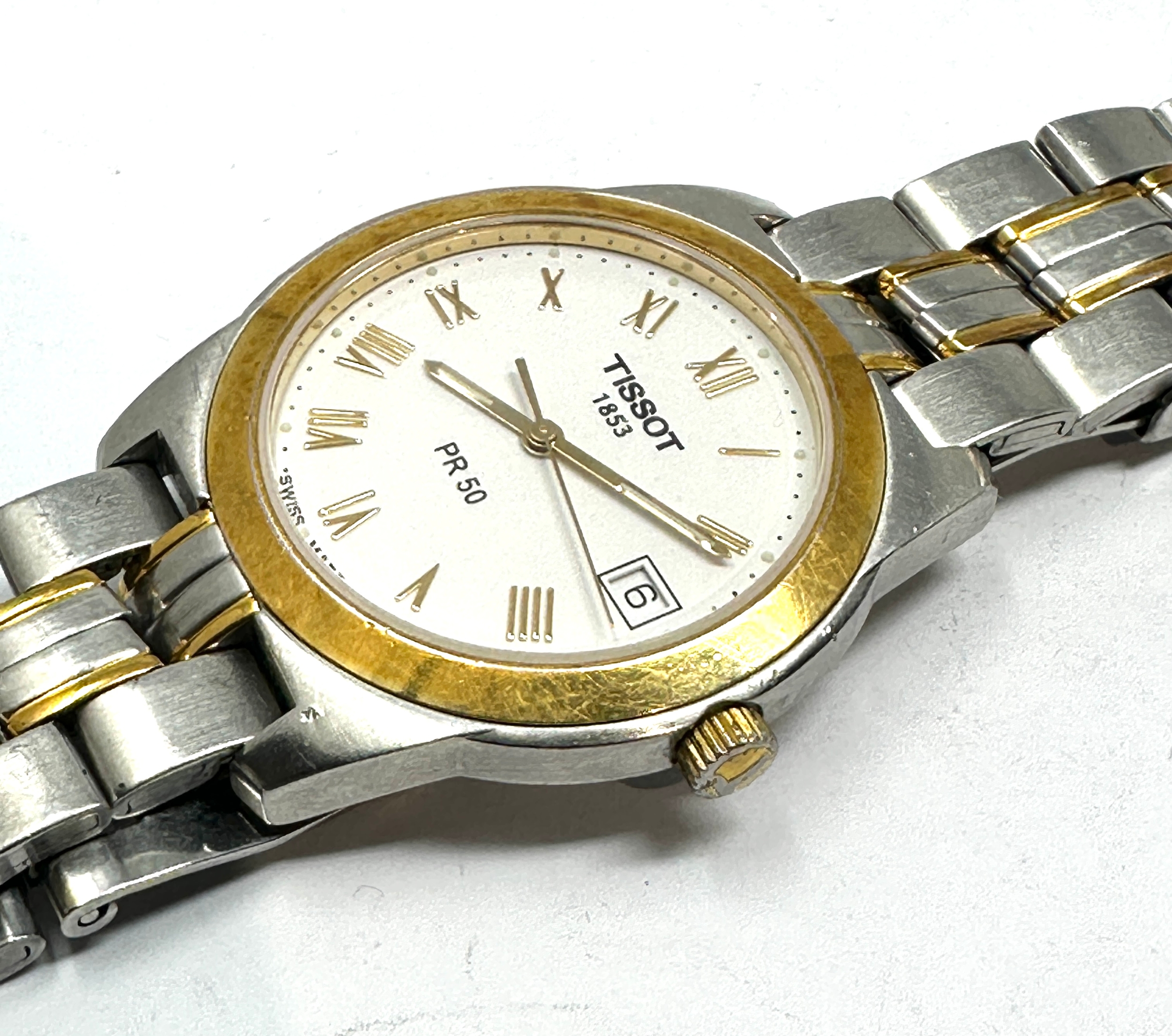 Gentys Tissot 1853 pr50 quartz wristwatch j376/476 the watch is ticking - Image 2 of 4