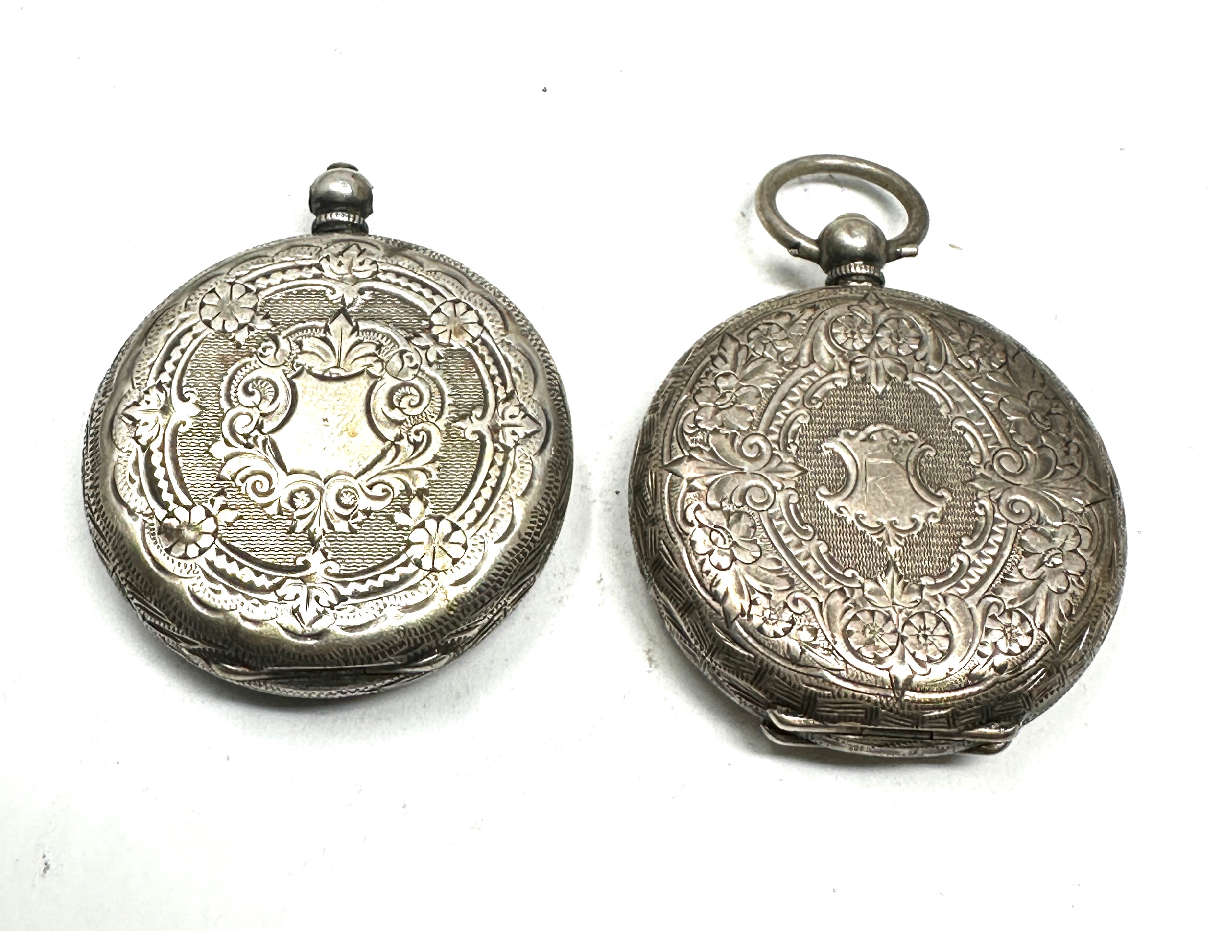 2 antique silver fob watches the watches are not ticking - Image 2 of 3