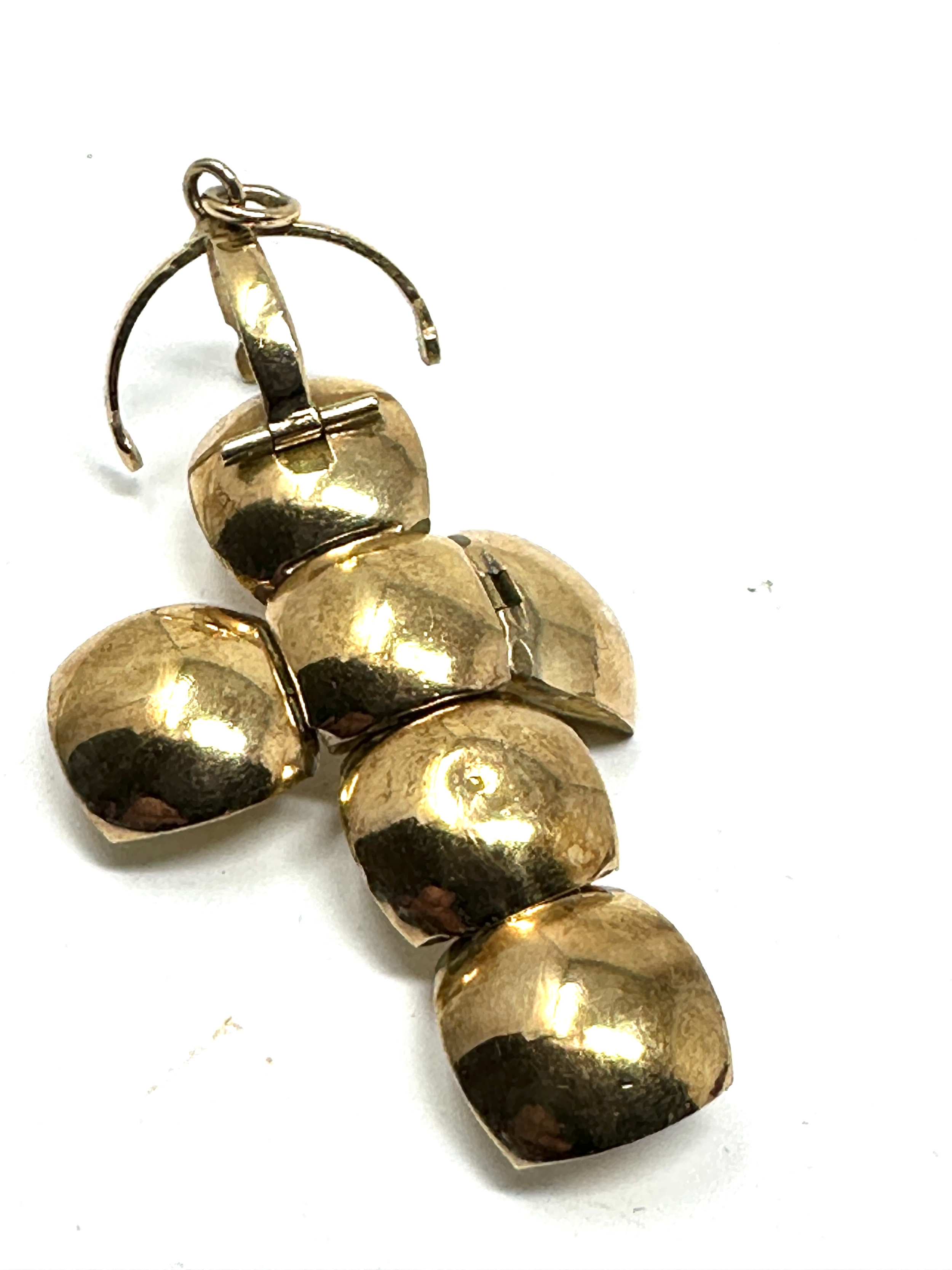 Gold & silver masonic ball pendant hallmarked 375 & silver hallmarks on interior weight 10.g - Image 4 of 6