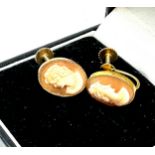 vintage 9ct gold cameo earrings weight 2g