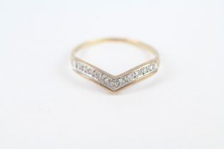 9ct gold diamond chevron ring